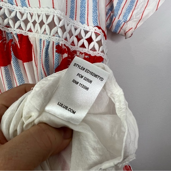 LULUS Pretty Mama Hibiscus Floral Tropical Short Sleeve Dress Womens M - Picture 9 of 12